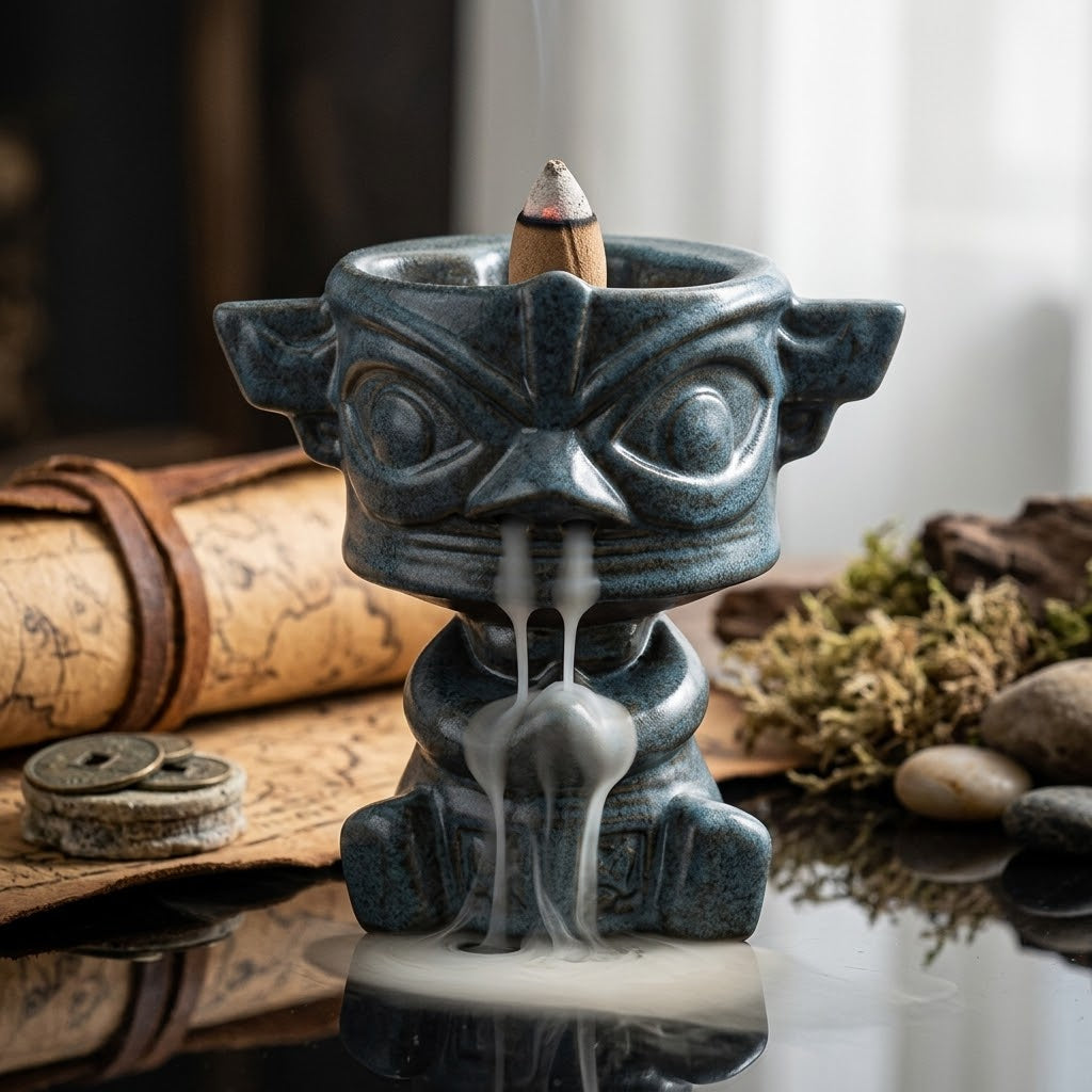 Ancient Mask Waterfall Incense Burner Holder - Image 1