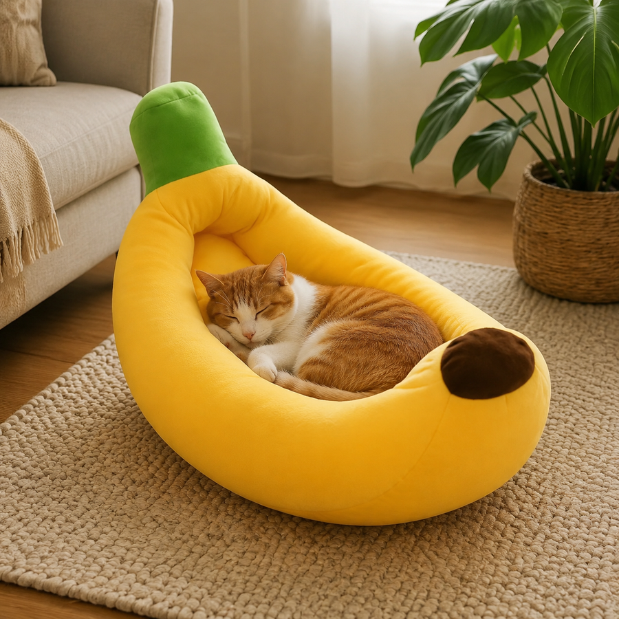 Bananenschalen-Plüsch-Katzenbett