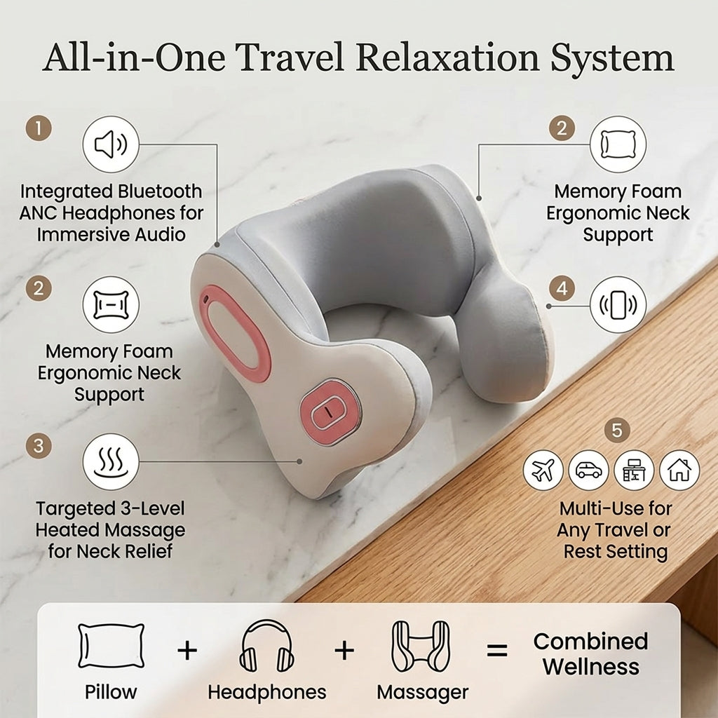 Smart Traveler Bluetooth Music Heated Neck Pillow - Image 5