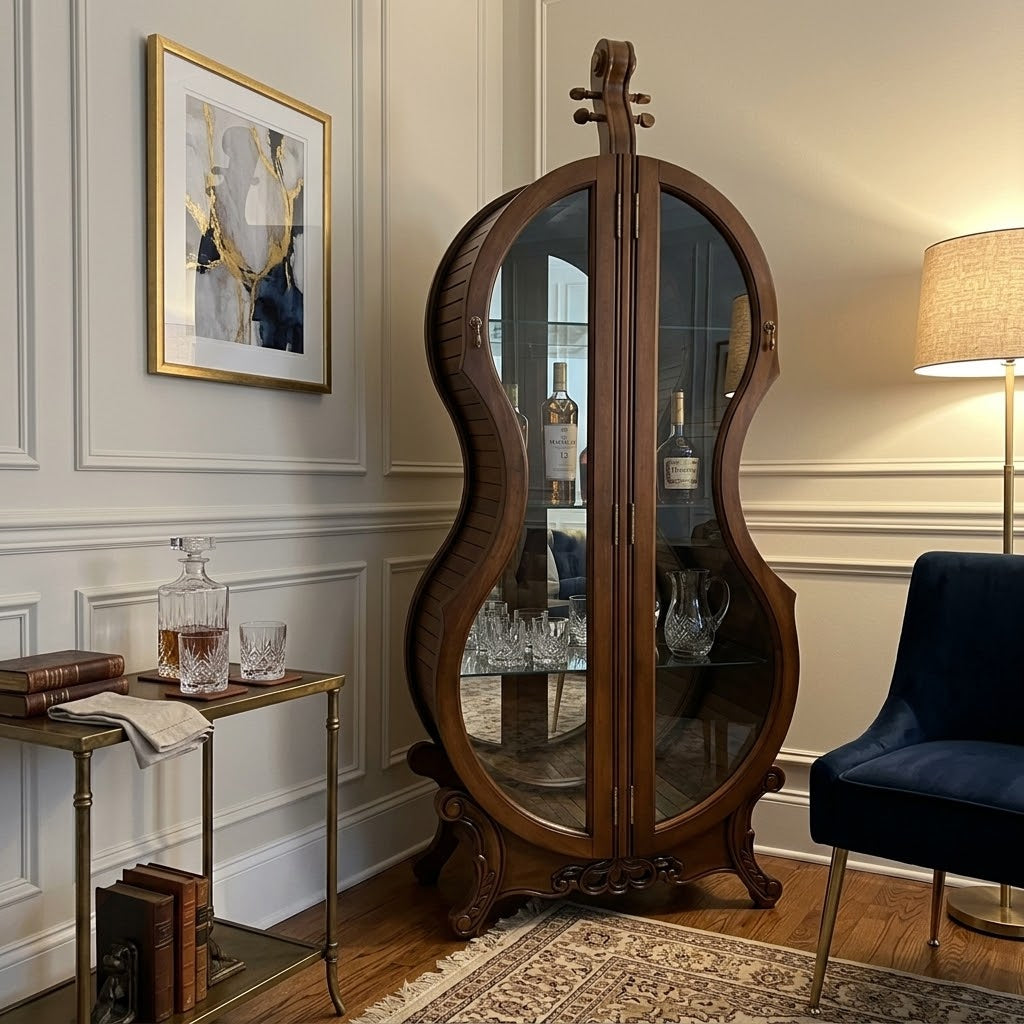 Violin Silhouette Curio Display Cabinet - Image 1