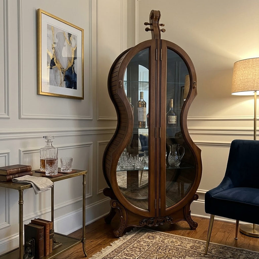 Violin Silhouette Curio Display Cabinet - Image 1