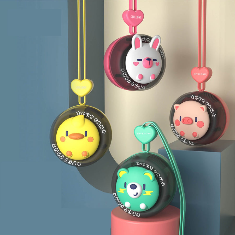 Cartoon Animal Mini Kids Neck Fan - Image 0