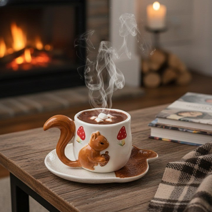 Forest Squirrel Artisan Tea Cup - Image 1