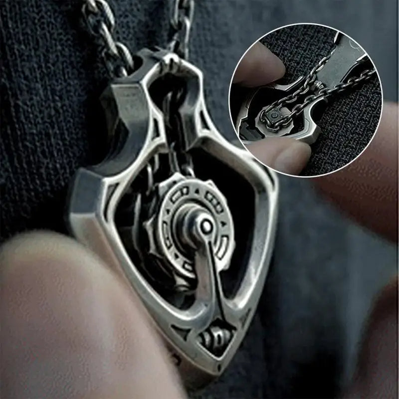 Mechanical Rotating Gear Vintage Necklace - Image 3