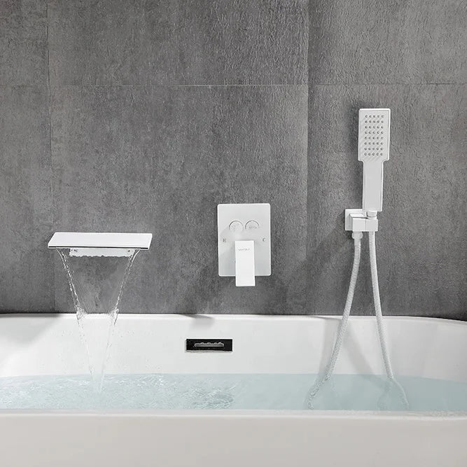 Wall-Embedded Waterfall Spout Bathtub Faucet - Image 4