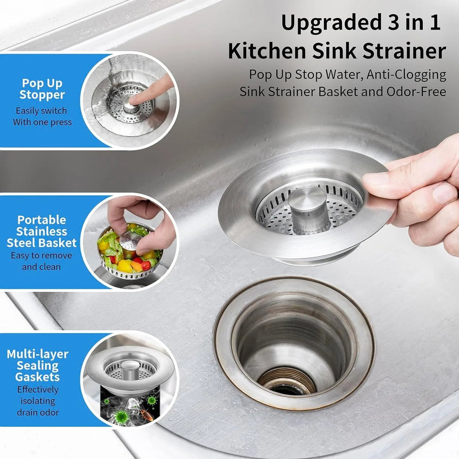Stainless Steel Pop-Up No-Odor Drain Filter - Image 2