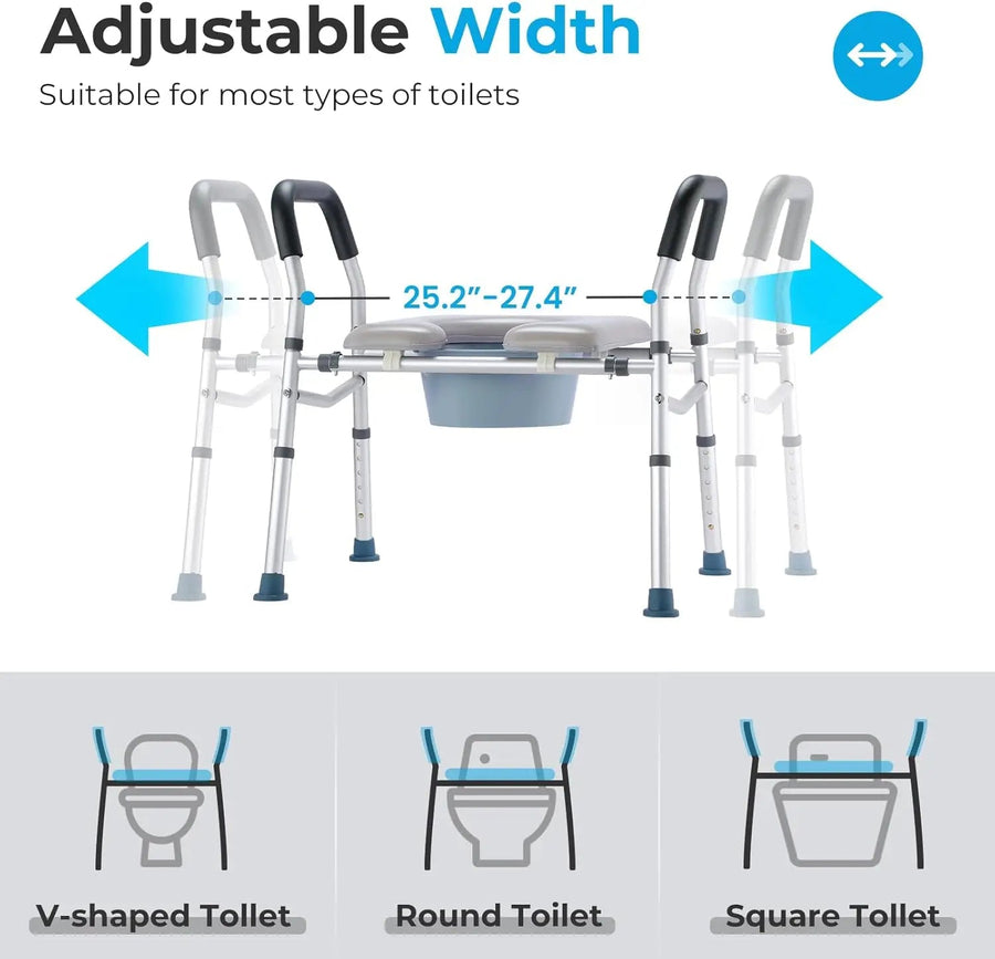 Elderly Friendly Adjustable Portable Toilet Seat - Image 3