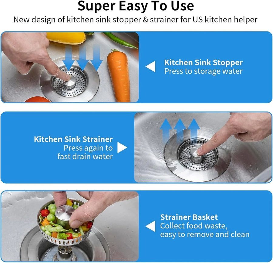 Stainless Steel Pop-Up No-Odor Drain Filter - Image 4