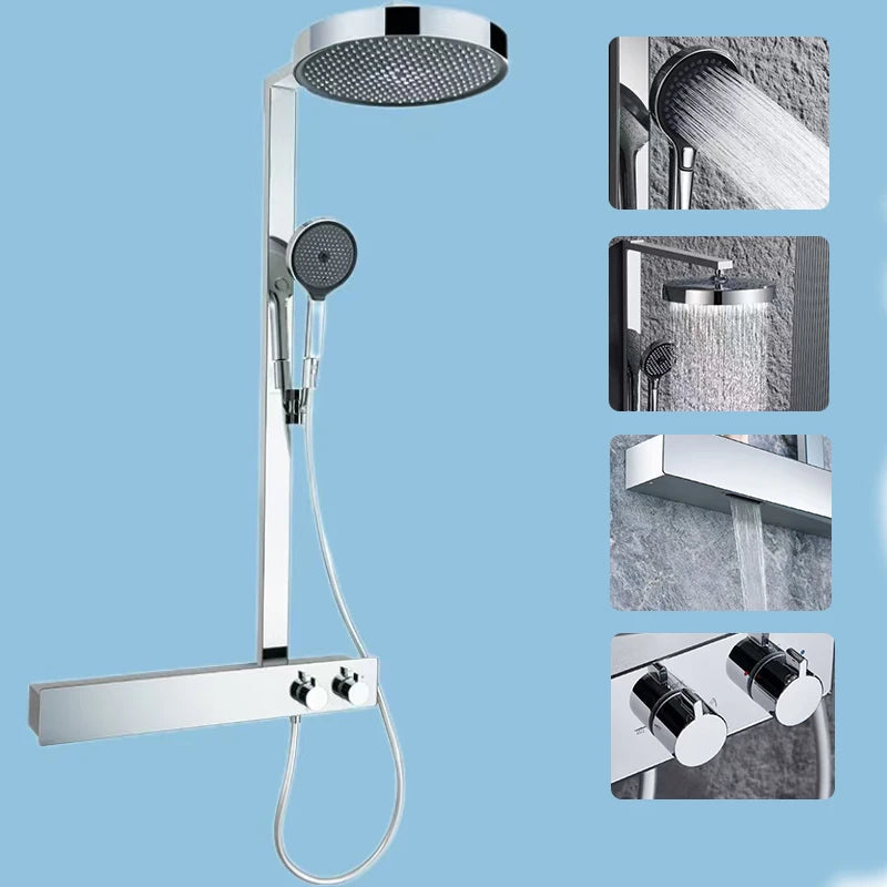 Chrome Rain Thermostatic Shower Set - Image 5