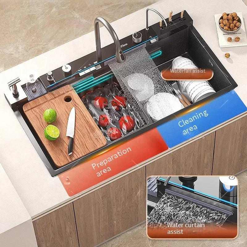 Aqua Magic Digital Display Large Waterfall Multifunctional Kitchen Sink - Image 4