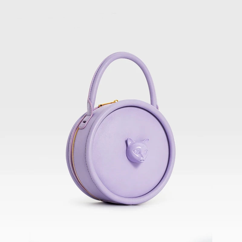 Roundabout Catface Leather Handbag - Image 3