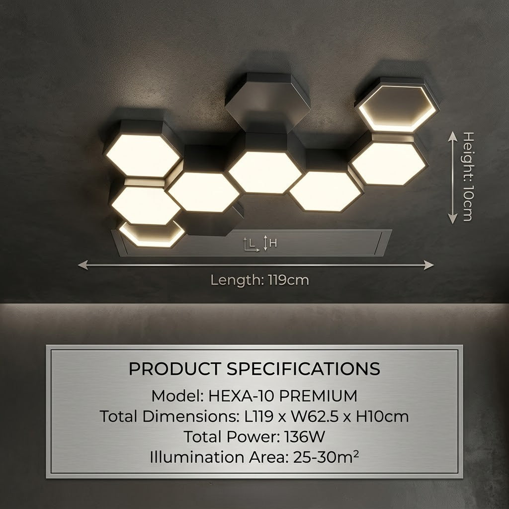 Six Points Modern Hexagon LED Ceiling Panel Light - Image 3