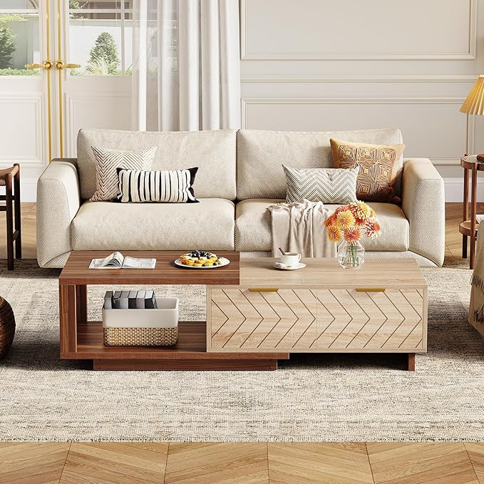 Urban Lift Extendable Wooden Hidden Storage Coffee Table - Image 6