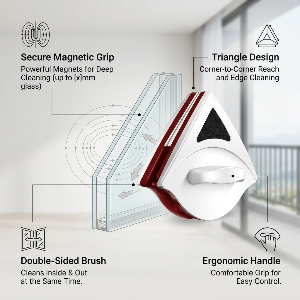 Double Side Magnetic Window Cleaner Brush Tool - Image 3