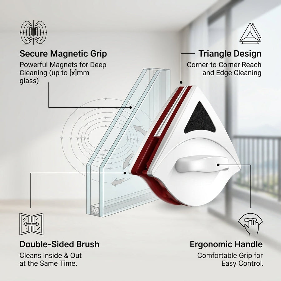 Double Side Magnetic Window Cleaner Brush Tool - Image 3