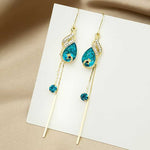 Korean Style Blue Crystal Phoenix Earrings