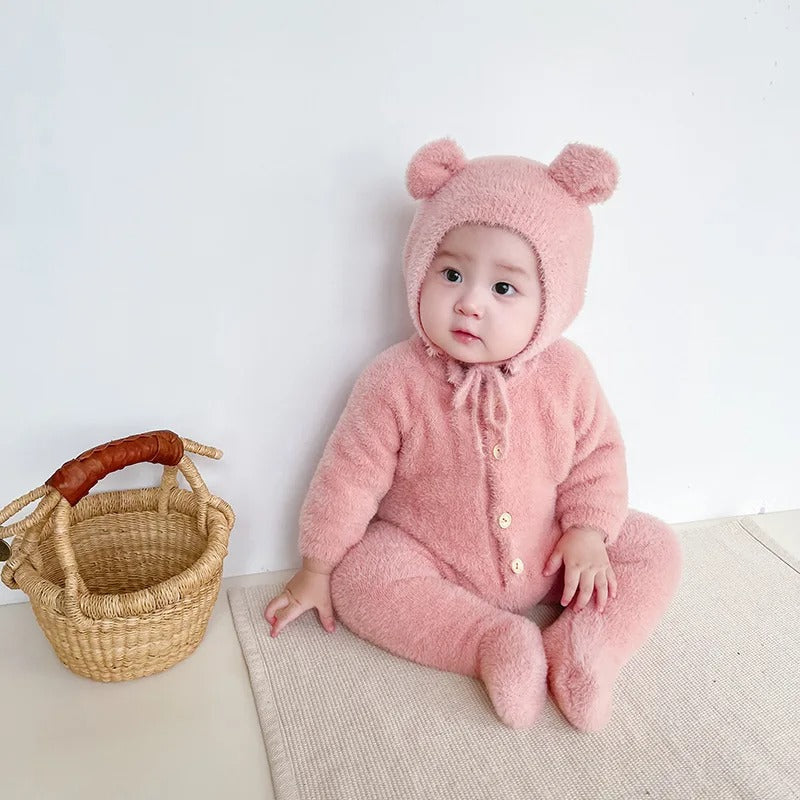 Cozy Bear Plush Newborn Jumpsuit - Image 6