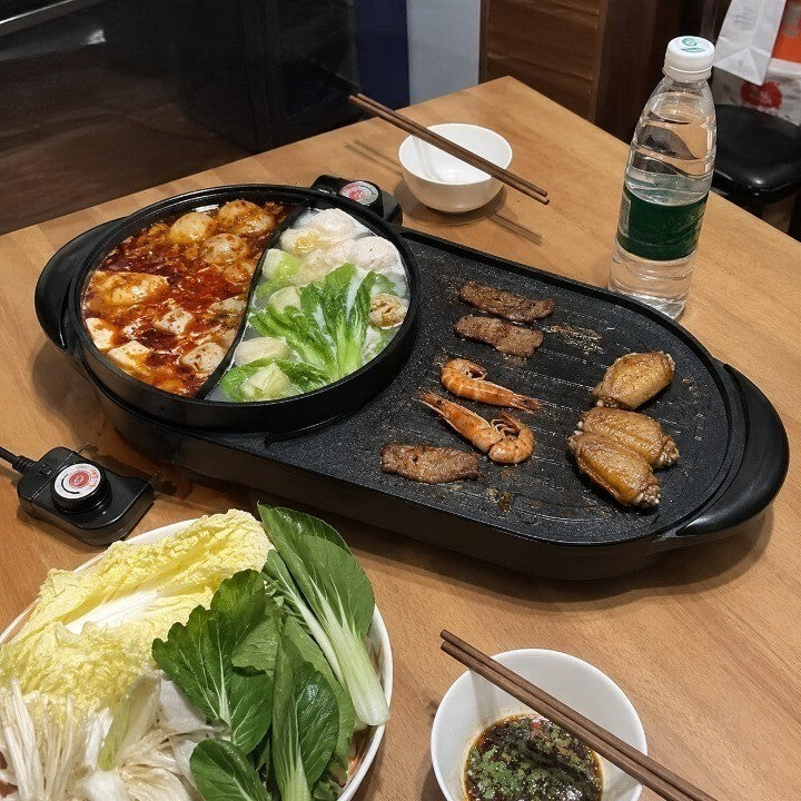 2 In 1 Hot Pot & Barbecue Non-Stick Electric Grill