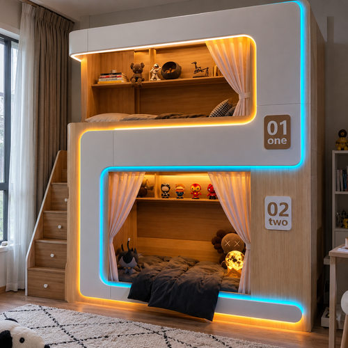 Evropská roztomilá moderní dřevěná palanda s LED osvětlením