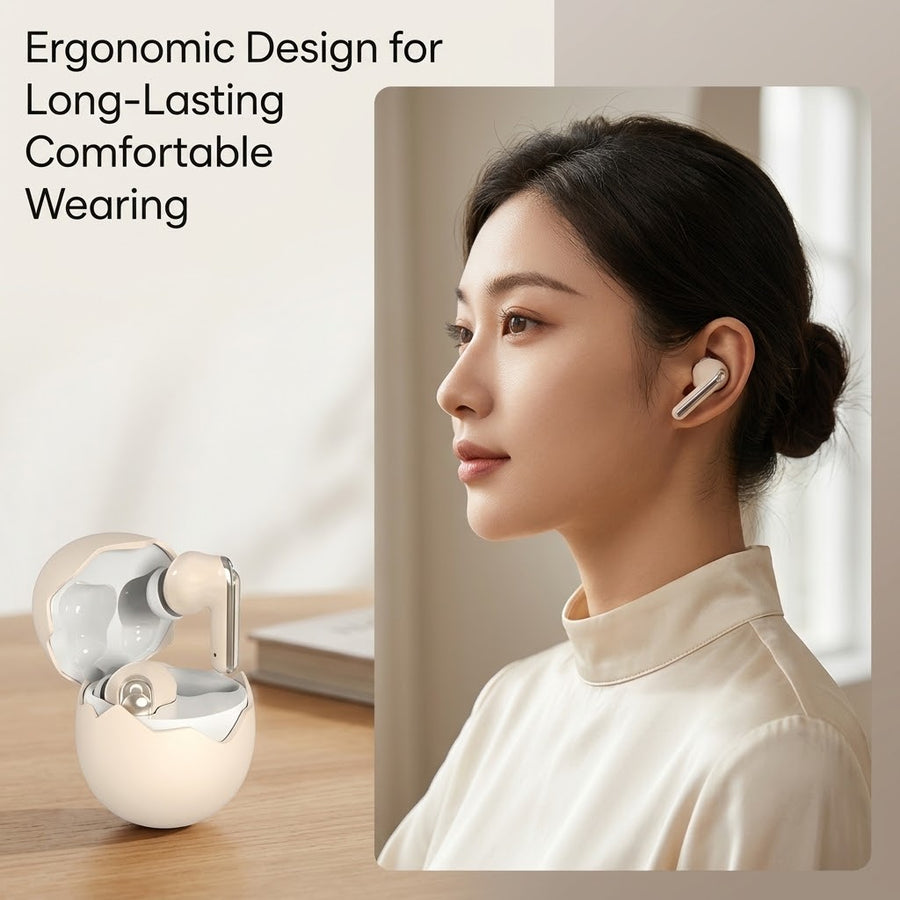 Soft Boiled Egg-Shaped Wireless Bluetooth Earbuds