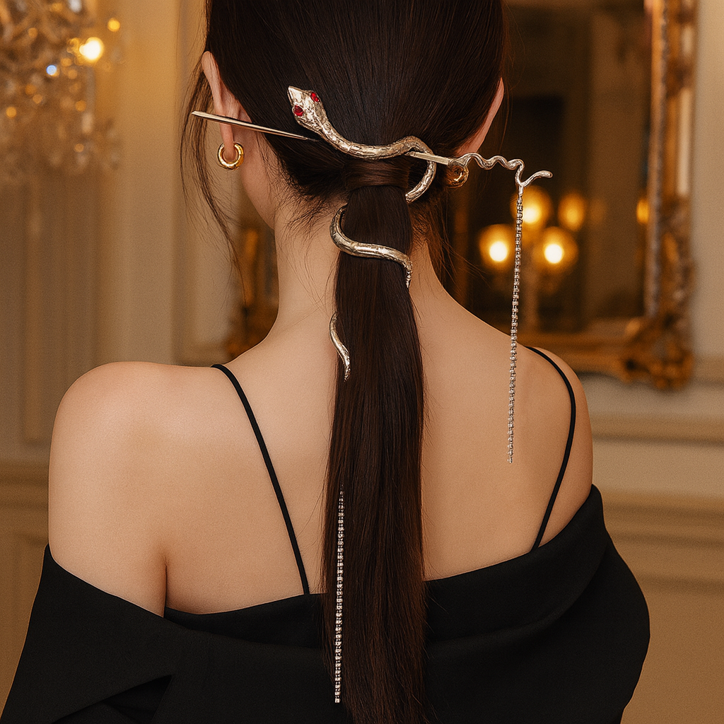 Snake Wrap Long Tassel Chain Hair Pin Clip - Image 0