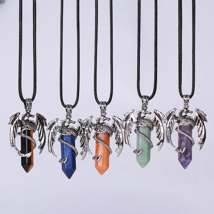 Bohemian Style Natural Mystic Gemstone Dragon Necklace - Image 3