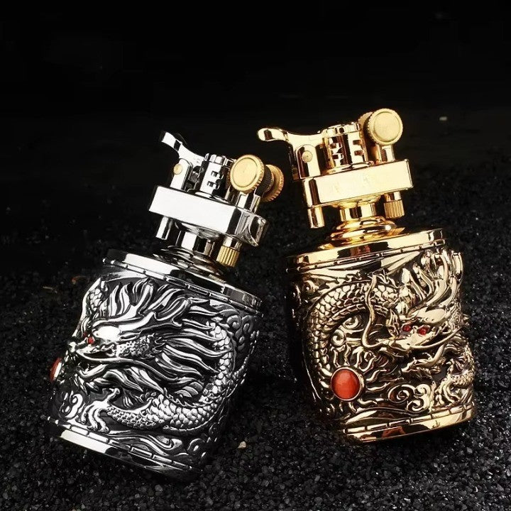 Vintage Dragon Carved Metallic Lighter - Image 3