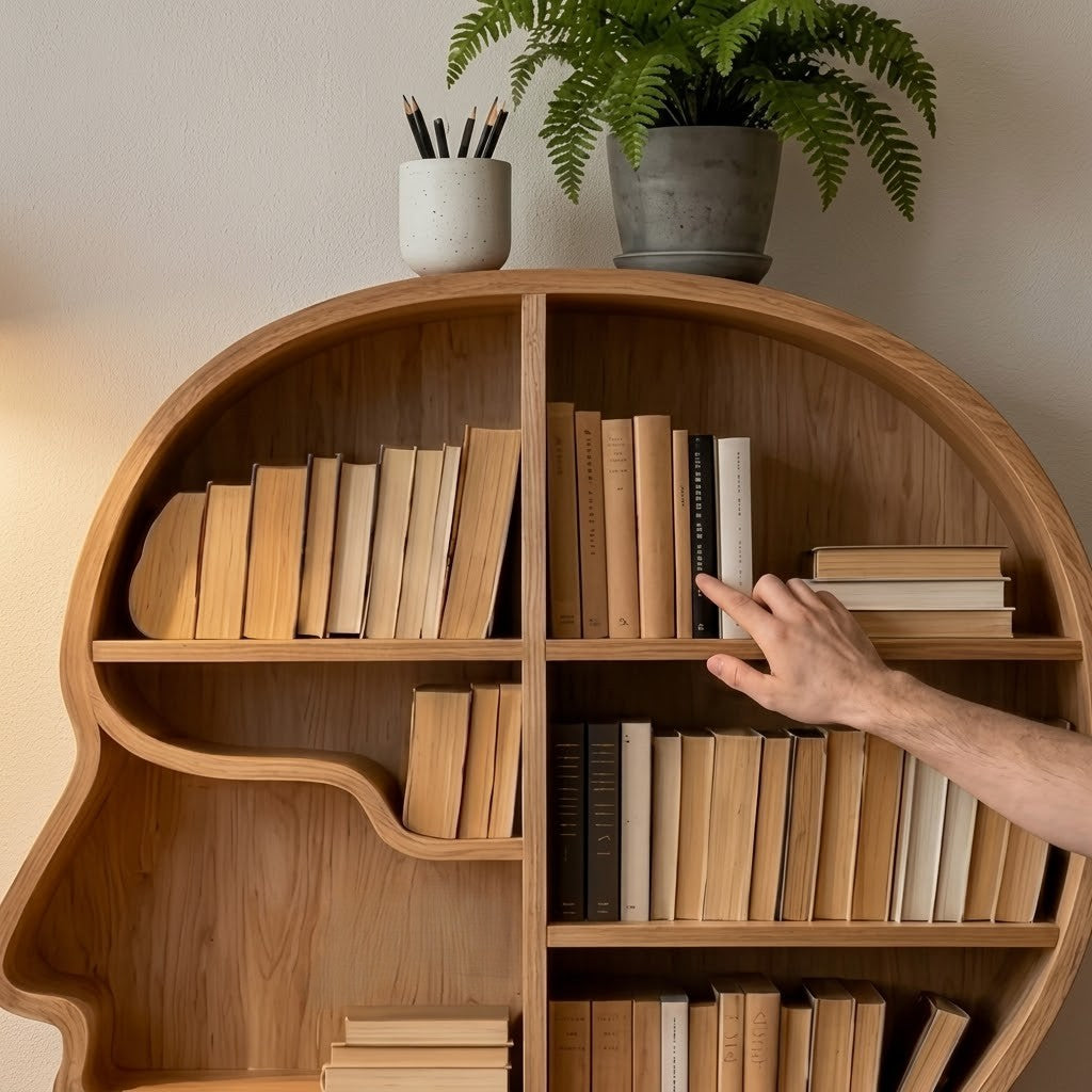 Mindshelf Face Silhouette Decorative Wooden Bookcase Shelf - Image 3