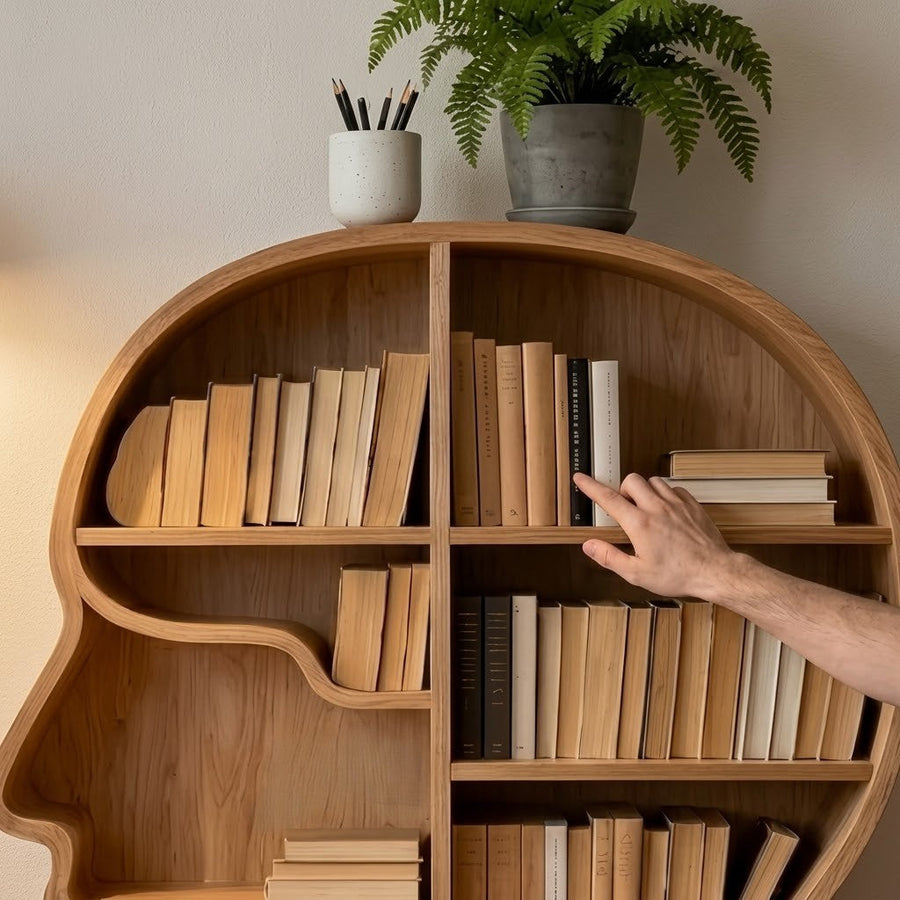 Mindshelf Face Silhouette Decorative Wooden Bookcase Shelf - Image 3