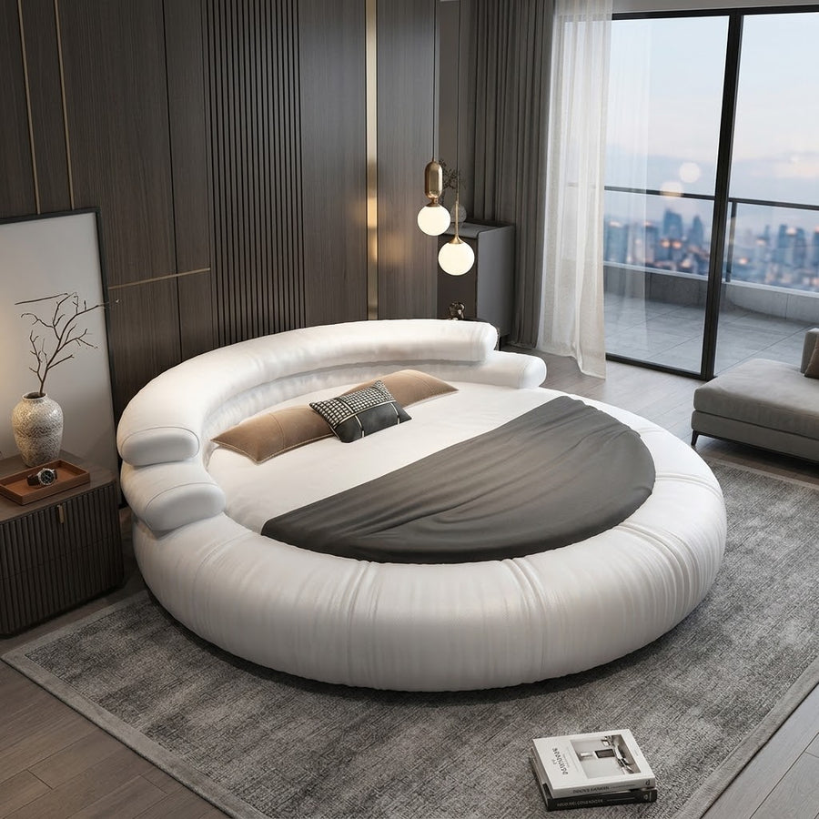 Italienischer minimalistischer runder Leder-Traum-Master-Bett