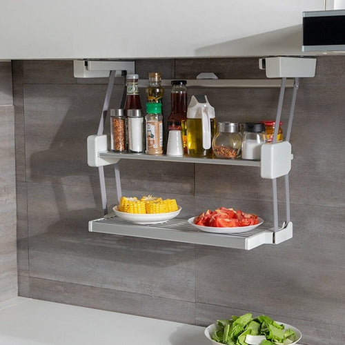 Kitchen Organizer Double Layer Pull Down Storage Rack - Image 0