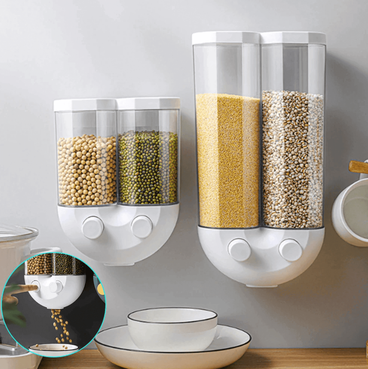 Wall-Mounted Automatic Kitchen Grain Rice Storage Tank