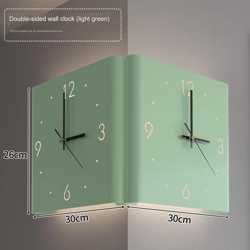 Double-Sided Illuminated Corner Silent Wall Clock - Image 3