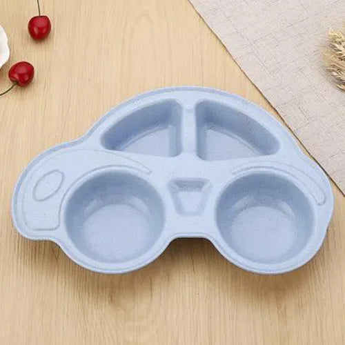 Baby Bowls Cartoon Car Kids Food Plate Tableware