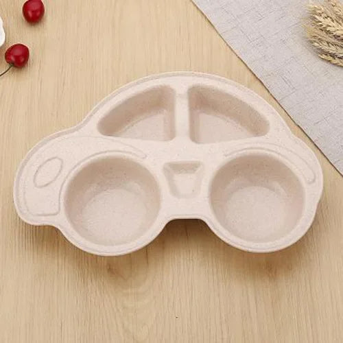 Baby Bowls Cartoon Car Kids Food Plate Tableware