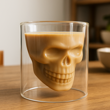 3D Skull Head Double Drinking Glass - Image 0