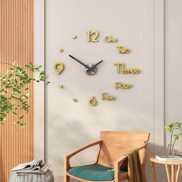 3D Large DIY Modern Number Wall Clock