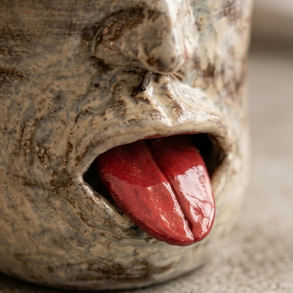 Tongue-Out Face Handmade Ceramic Mug - Image 4