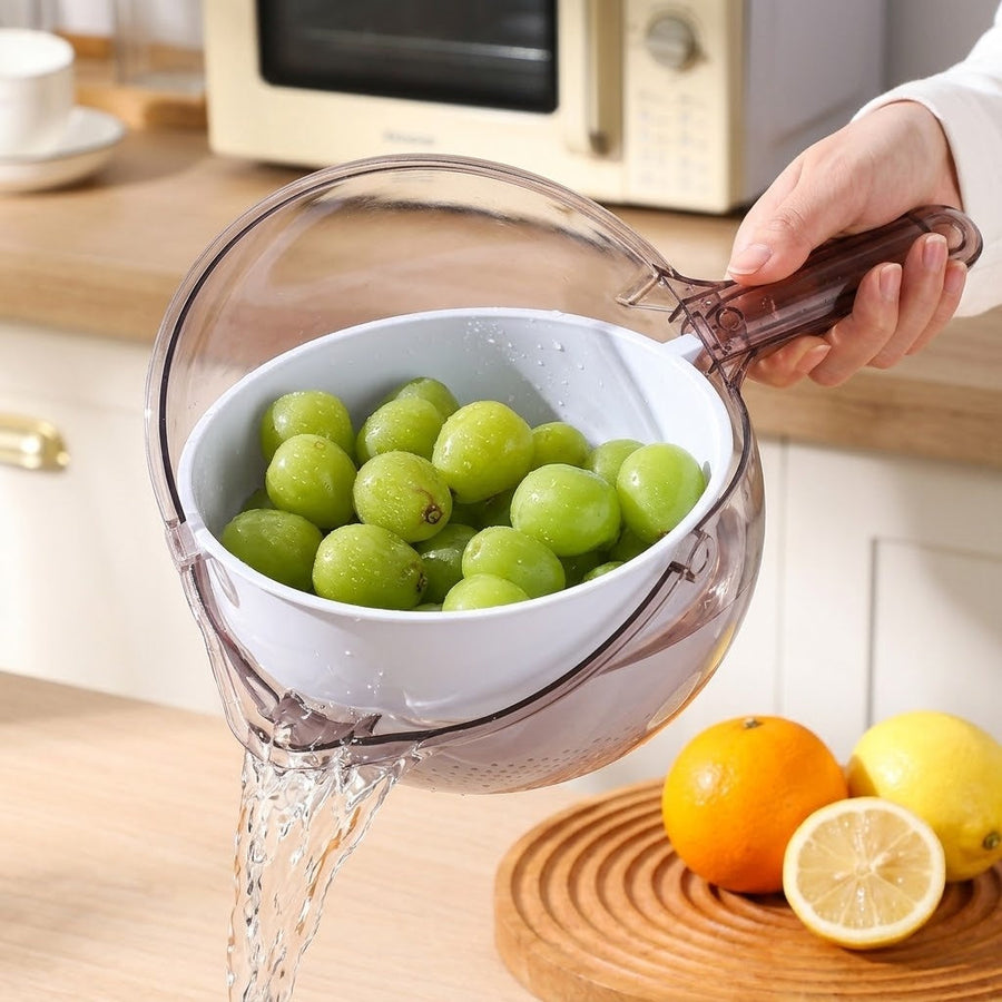 Dual-Layer Spinning Vegetable Washing Strainer - Image 0