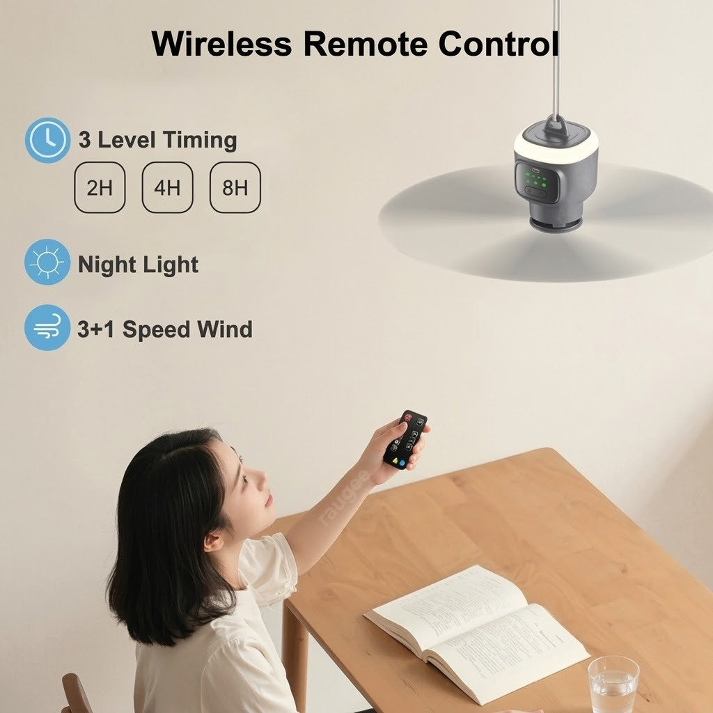 Home Cool Portable Rechargeable RC Hanging Fan Lamp - Image 5