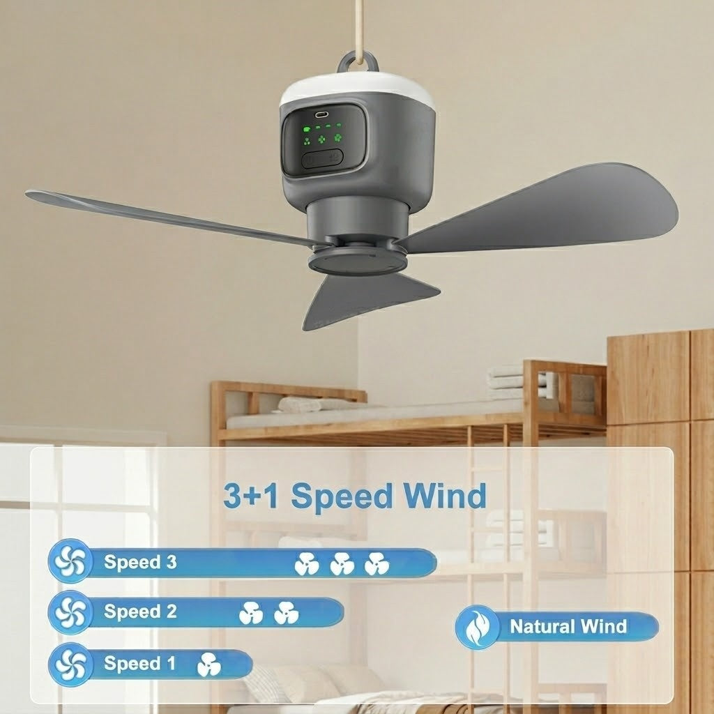 Home Cool Portable Rechargeable RC Hanging Fan Lamp - Image 6