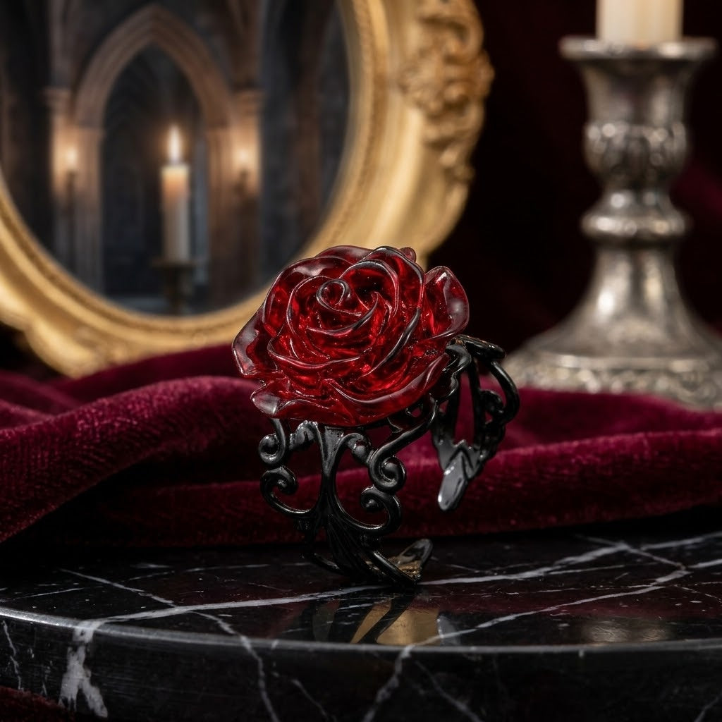 Gothic Dark Rose Ring - Image 3