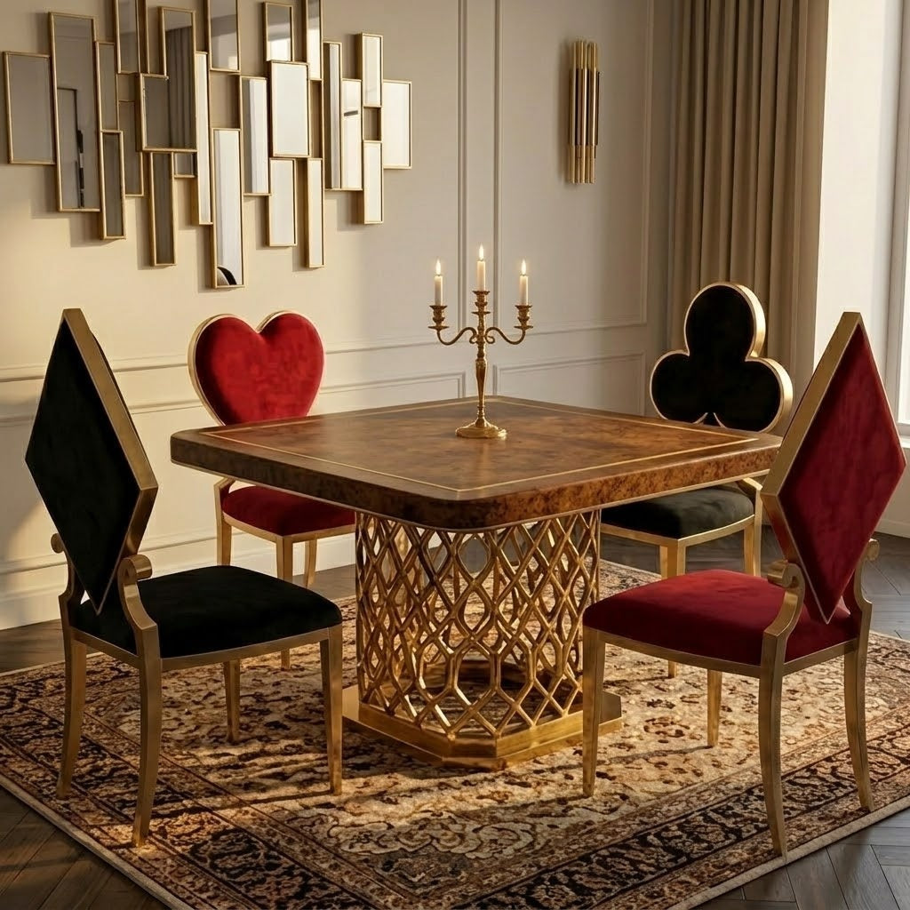 Luxury Stainless Steel Game Cards Dining Chair - Image 1