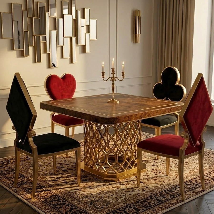Luxury Stainless Steel Game Cards Dining Chair - Image 1
