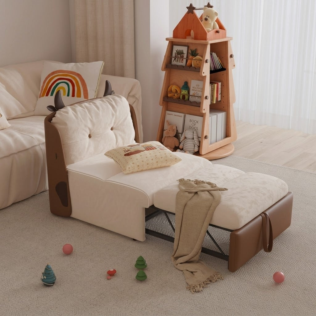 DairyDream Cute Tufted Convertible Lounge Sofa Bed - Image 2