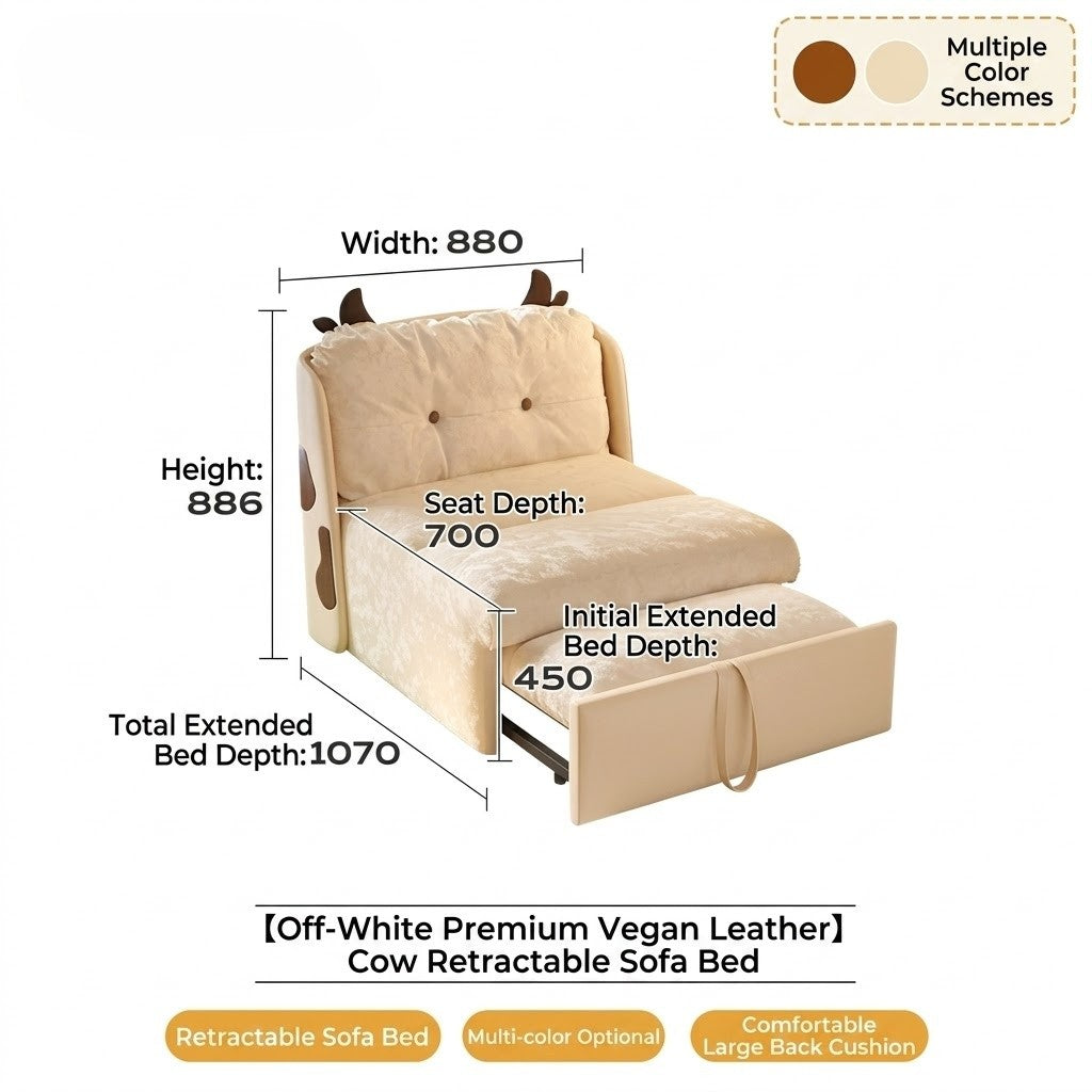 DairyDream Cute Tufted Convertible Lounge Sofa Bed - Image 3