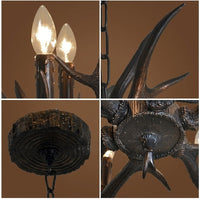 Rustic Antler Black Shade Ceiling Chandelier - Image 2