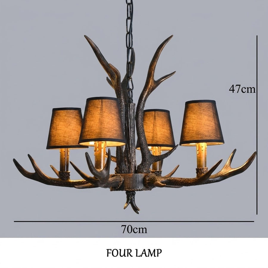 Rustic Antler Black Shade Ceiling Chandelier - Image 10