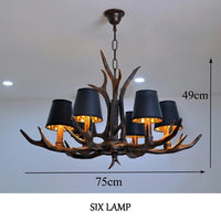 Rustic Antler Black Shade Ceiling Chandelier - Image 9