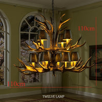 Rustic Antler Black Shade Ceiling Chandelier - Image 8